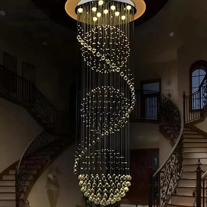 Żyrandol kryształowy LED 70W IMPERIALE złoty, średnica 50cm, wysokość 200cm, model drabinkowy Żyrandol kryształowy Domyślny tytuł Alessandro Design