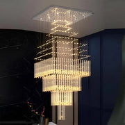 Żyrandol kryształowy LED 80W FLORENTIA złoty, średnica 50cm, wysokość 200cm, model drabinkowy żyrandol kryształowy domyślny tytuł Alessandro Design
