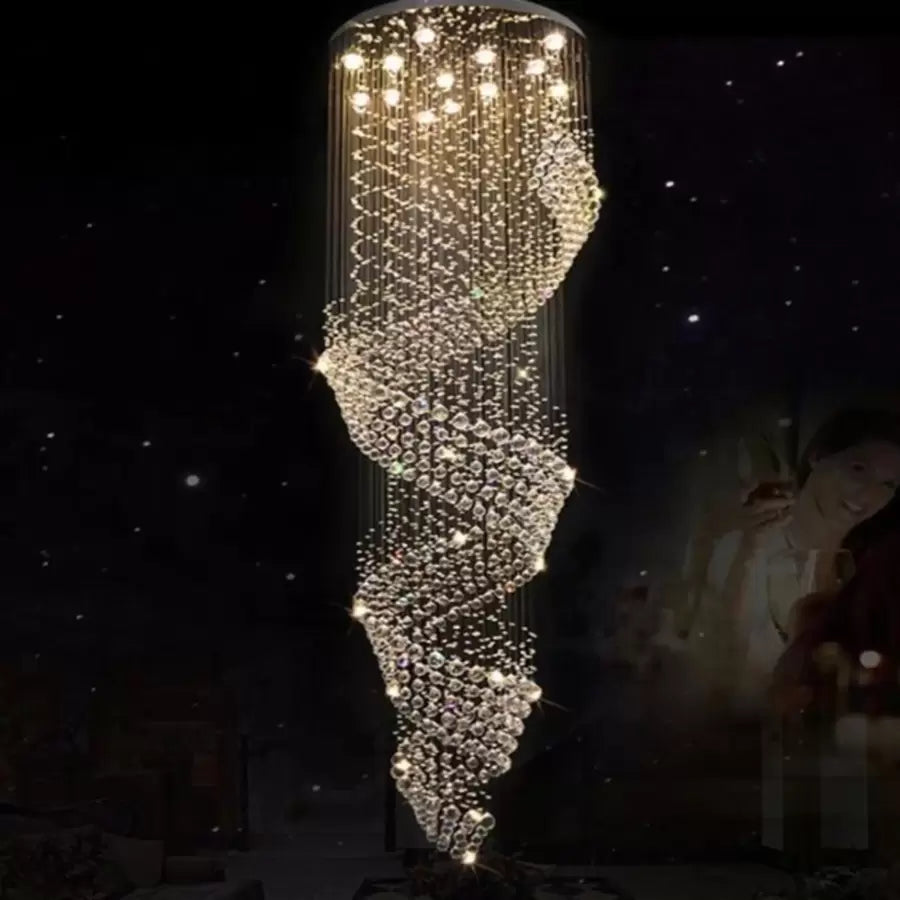Kandelabr Kryształowy LED 13 xGU10 Meili Chromowany, Średnica 80cm, Wysokość 240cm, Model Drabinowy Kandelabr Kryształowy Domyślny Tytuł Alessandro Design