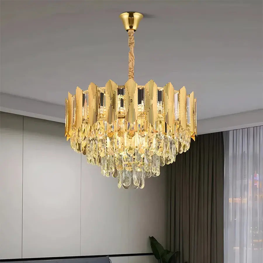 Żyrandol Kryształowy BUCKINGHAM Nobile 5xE14, Średnica 40cm, Błyszczące Złoto, Regulowana Wysokość Żyrandole Kryształowe Domyślny Tytuł Alessandro Design
