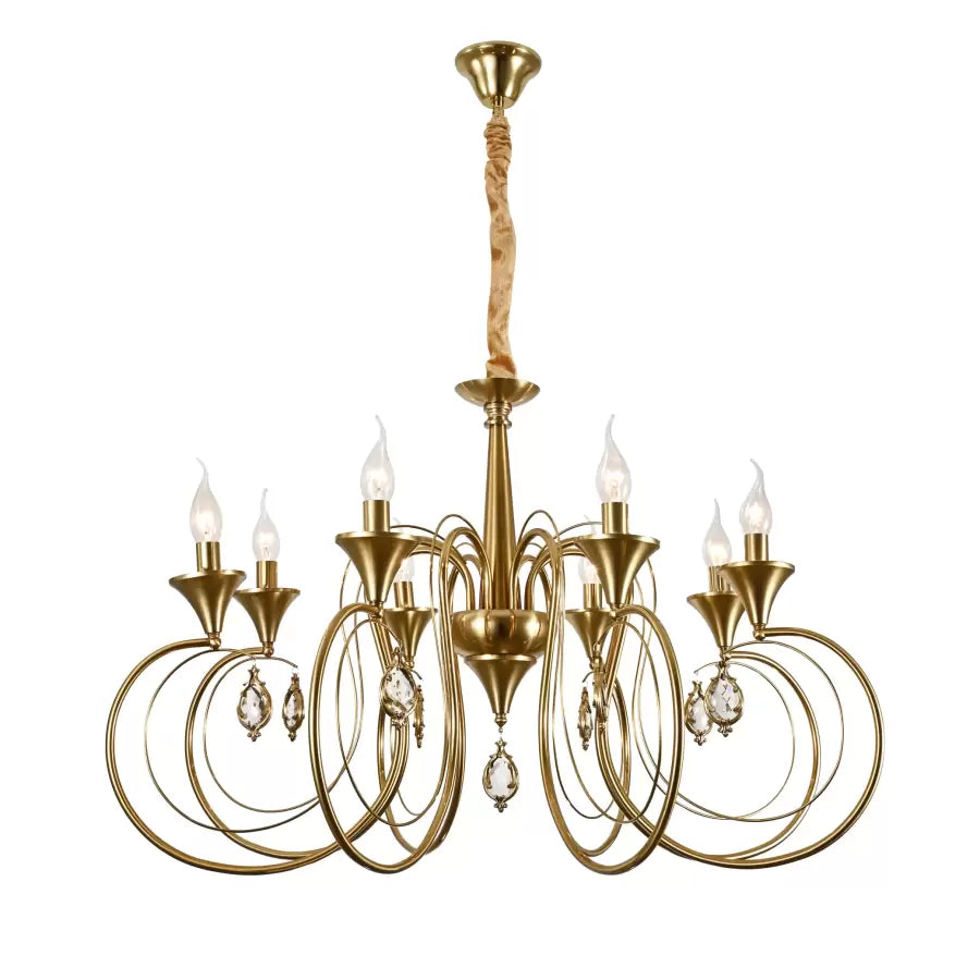 Żyrandol kryształowy Frederick 8xE14, średnica 52cm, złoty, regulowana wysokość Klasyczne żyrandole Domyślny tytuł Alessandro Design