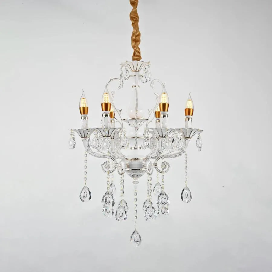 Świecznik Cristal Bruhier 6x E14, średnica 55 cm, biały ze złotem, regulowana wysokość Kandelabr Cristal Domyślny tytuł Alessandro Design