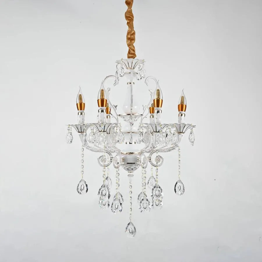 Świecznik Cristal Bruhier 6x E14, średnica 55 cm, biały ze złotem, regulowana wysokość Kandelabr Cristal Domyślny tytuł Alessandro Design