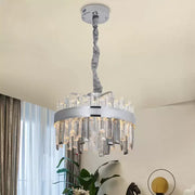 Kryształowy żyrandol LED ze zdalnym Miguel 92W ściemnialny srebrny żyrandol kryształowy domyślny tytuł Alessandro Design