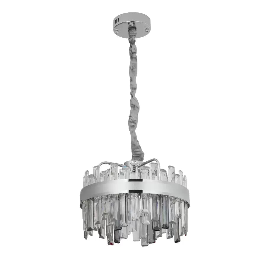 Kryształowy żyrandol LED ze zdalnym Miguel 92W ściemnialny srebrny żyrandol kryształowy domyślny tytuł Alessandro Design