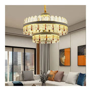Żyrandol LED Pollux z pilotem, 300W, średnica 75cm złoty, kryształowy, przyciemniany kryształowy kandelabr Domyślny tytuł Alessandro Design