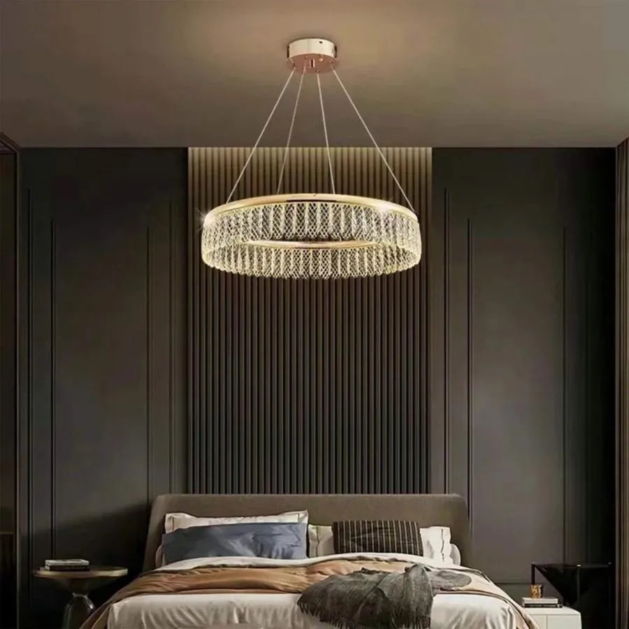 Żyrandol LED z pilotem Zareef 80W, złoty kryształowy żyrandol Domyślny tytuł Alessandro Design