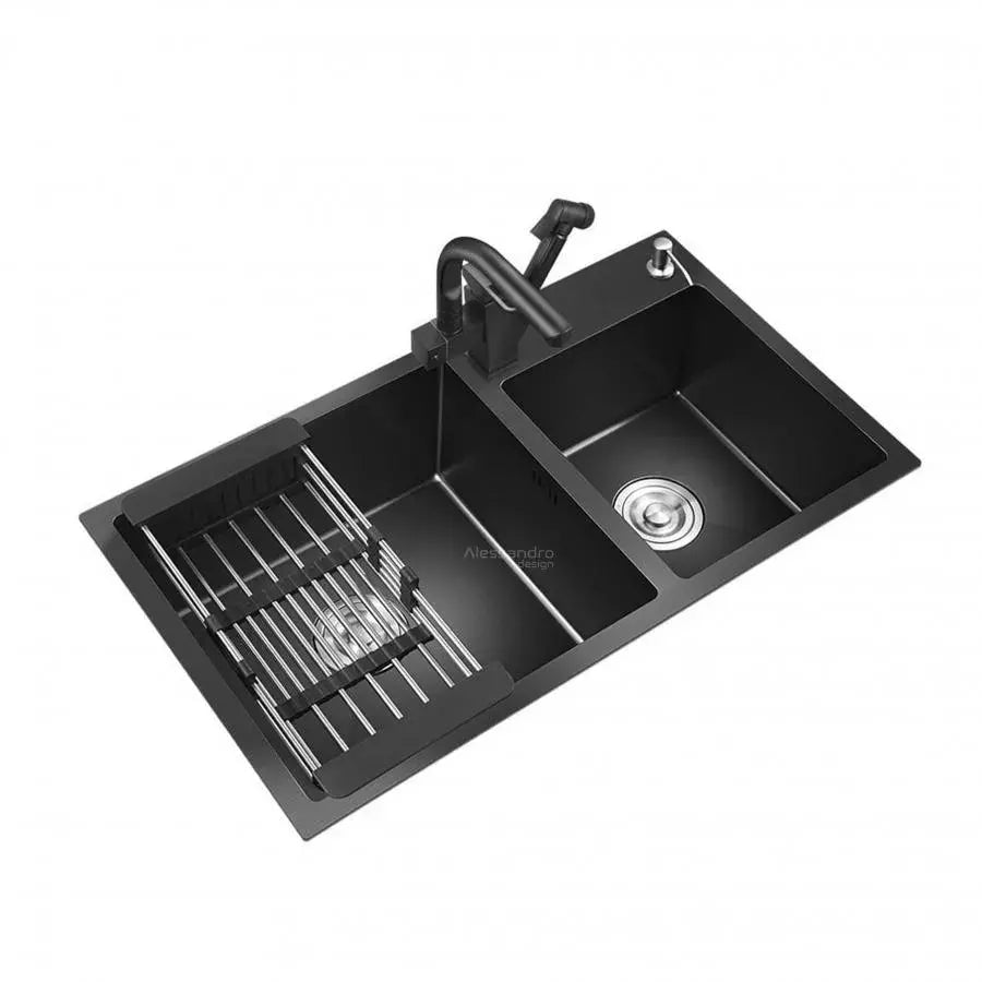 Zlew kuchenny ze stali nierdzewnej 82x45 cm ciemnoszary Domyślny tytuł Alessandro Design