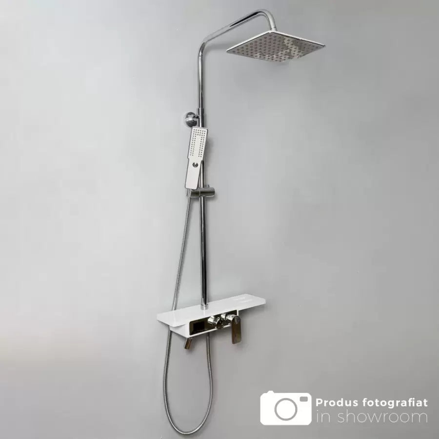 Kolumna prysznicowa, wyświetlacz LCD, stal nierdzewna, biały/srebrny, baterie i kolumny prysznicowe SJG/009 Domyślny tytuł Alessandro Design
