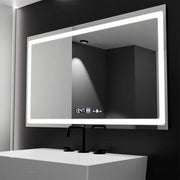 Prostokątne lustro LED, 120 x 70 cm, czujnik światła Radiant MotionGlow Marcello, system usuwania zamglenia, zegar i termometr, przyciemniane lustra Marcello Domyślny tytuł Alessandro Design