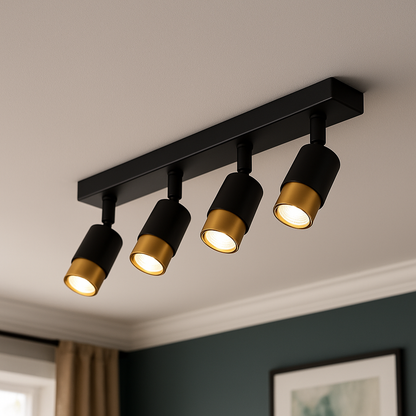 Projektor LED z reflektorami 4xGU10, złote, metalowe i akrylowe nowoczesne żyrandole z żarówkami Domyślny tytuł Alessandro Design