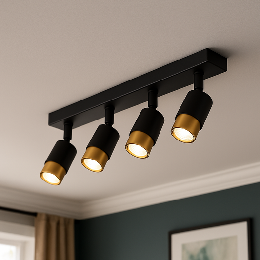 Projektor LED z reflektorami 4xGU10, złote, metalowe i akrylowe nowoczesne żyrandole z żarówkami Domyślny tytuł Alessandro Design