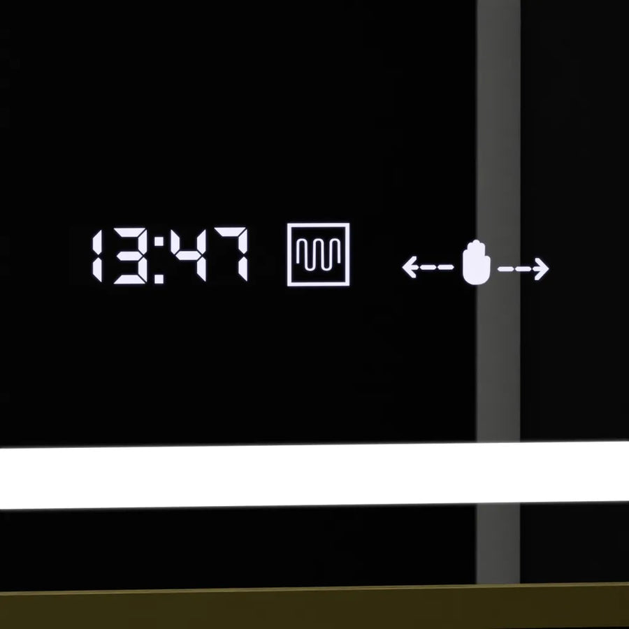 Prostokątne lustro LED, 100x80cm, Verite Royale Gold Motion Glow Marcello, system odmgławiania, zegar i termometr, przyciemniane lustra Marcello Domyślny tytuł Alessandro Design
