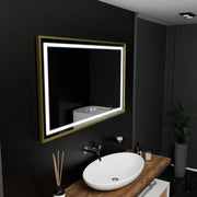 Prostokątne lustro LED, 100x80cm, Verite Royale Gold Motion Glow Marcello, system odmgławiania, zegar i termometr, przyciemniane lustra Marcello Domyślny tytuł Alessandro Design