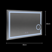 Prostokątne lustro LED, 80x60cm, CANTO Touch, system odmgławiania, możliwość przyciemniania