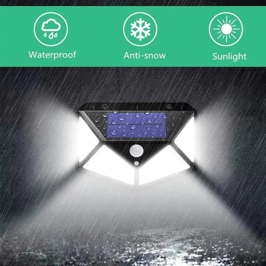 Lampa solarna z czujnikiem ruchu, 100 diod LED, IP.65, czarna Kinkiety zewnętrzne Tytuł domyślny Alessandro Design