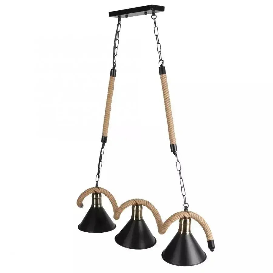 Żyrandol linowy, 3xE27, brązowy, metal i sznurek LV570/3BK Żyrandole w stylu vintage Domyślny tytuł Alessandro Design