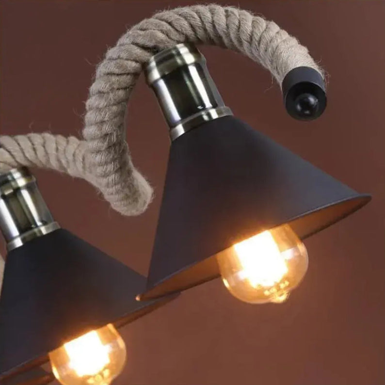 Żyrandol linowy, 5xE27, brązowy, metal i sznurek LV570/5BK Żyrandole w stylu vintage Domyślny tytuł Alessandro Design