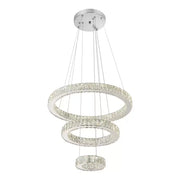 Zawieszany żyrandol LED z pilotem i kryształem CANAAN 120W, 3 koła, światło zimne/ciepłe/neutralne, możliwość przyciemniania, błyszczący chrom, regulowana wysokość Żyrandole kryształowe LED Domyślny tytuł Alessandro Design