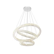 Zawieszany żyrandol LED z pilotem i kryształem CAYDEN 200W, 3 koła, światło zimne/ciepłe/neutralne, możliwość przyciemniania, błyszczący chrom, żyrandol LED o regulowanej wysokości Domyślny tytuł Alessandro Design