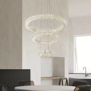 Zawieszany żyrandol LED z pilotem i kryształem CANAAN 120W, 3 koła, światło zimne/ciepłe/neutralne, możliwość przyciemniania, błyszczący chrom, regulowana wysokość Żyrandole kryształowe LED Domyślny tytuł Alessandro Design