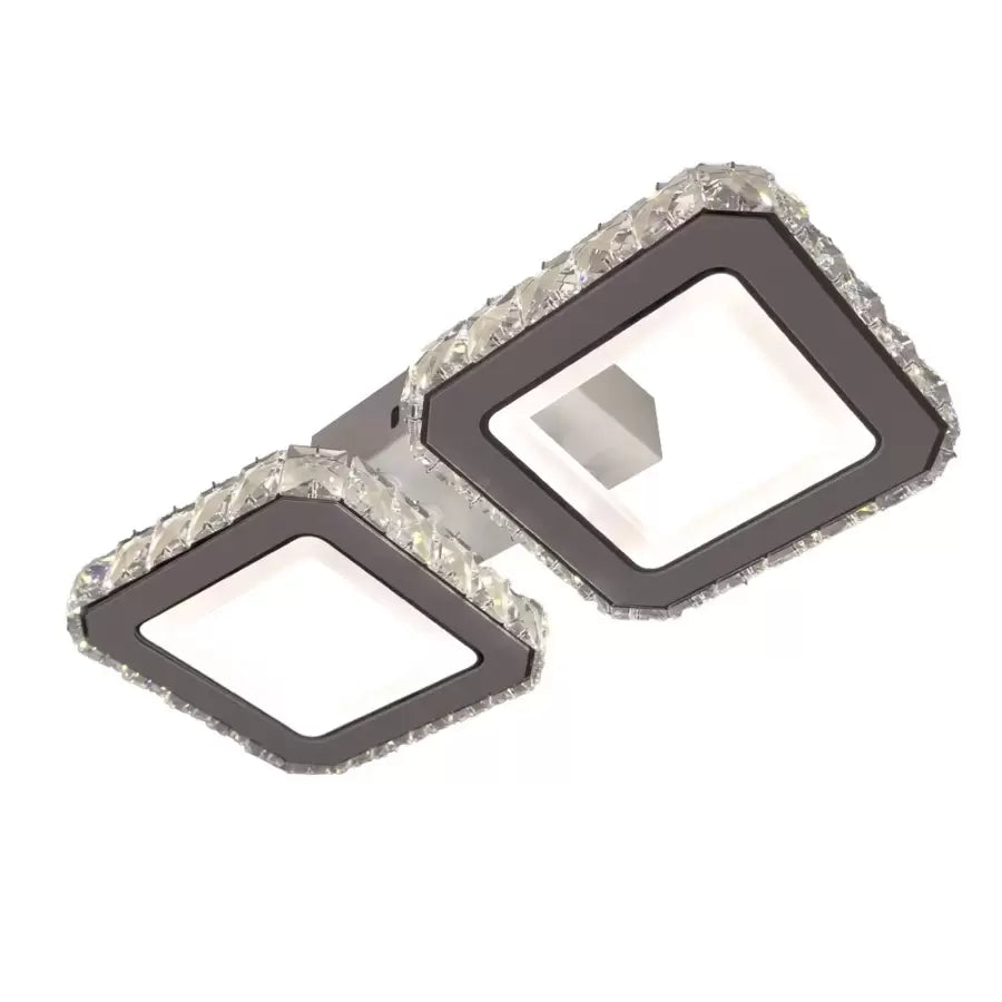 Żyrandol LED z pilotem i kryształem QUADRIS 41W, 2 kwadraty, światło zimne/ciepłe/neutralne, możliwość przyciemniania, żyrandol LED z białego kryształu Tytuł domyślny Alessandro Design