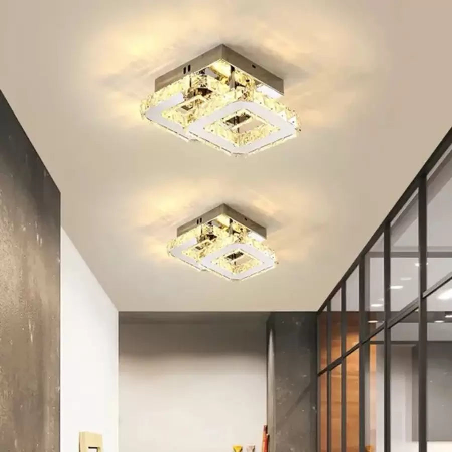 Kryształowy żyrandol LED JEREMIAH 48W, 2 kwadraty, światło zimne/ciepłe/neutralne, błyszczące chromowane żyrandole LED Domyślny tytuł Alessandro Design