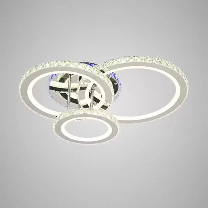 Żyrandol LED z pilotem i kryształem NOVA ROTONDA RGB 73W, 3 koła, światło zimne/ciepłe/neutralne, możliwość przyciemniania, błyszczące chromowane żyrandole i kryształy LED Domyślny tytuł Alessandro Design