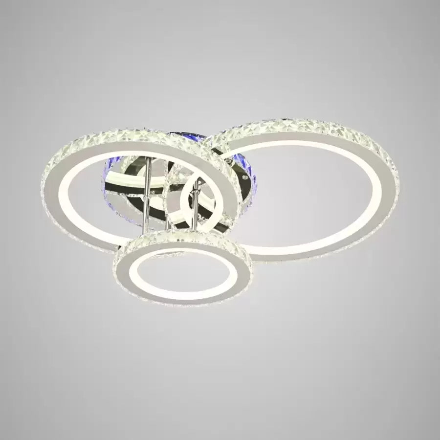 Żyrandol LED z pilotem i kryształem NOVA ROTONDA RGB 73W, 3 koła, światło zimne/ciepłe/neutralne, możliwość przyciemniania, błyszczące chromowane żyrandole i kryształy LED Domyślny tytuł Alessandro Design