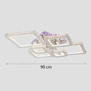 Żyrandol LED z pilotem i kryształem NOVA RHOMBA RGB 168W, 6 kwadratów, światło zimne/ciepłe/neutralne, możliwość przyciemniania, błyszczący chrom Żyrandole i kryształy LED Domyślny tytuł Alessandro Design