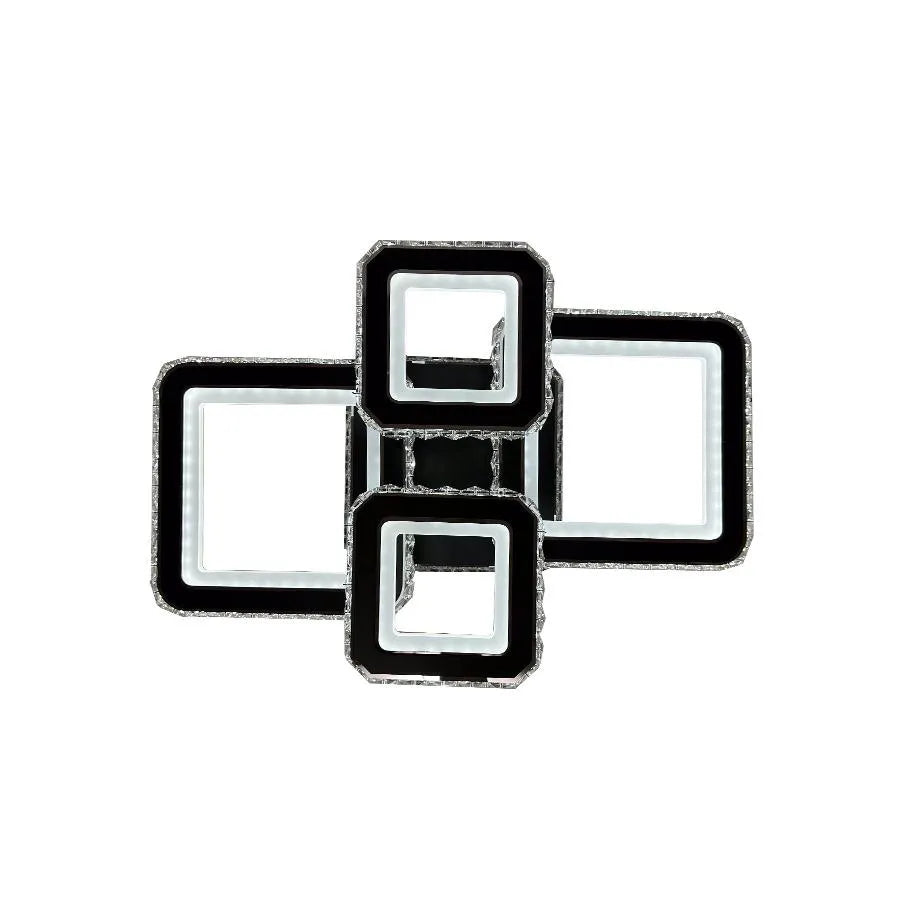 Żyrandol LED z pilotem i kryształem BLAKELY RGB 154W, 4 kwadraty, światło zimne/ciepłe/neutralne, możliwość przyciemniania, żyrandole LED z czarnego kryształu Domyślny tytuł Alessandro Design