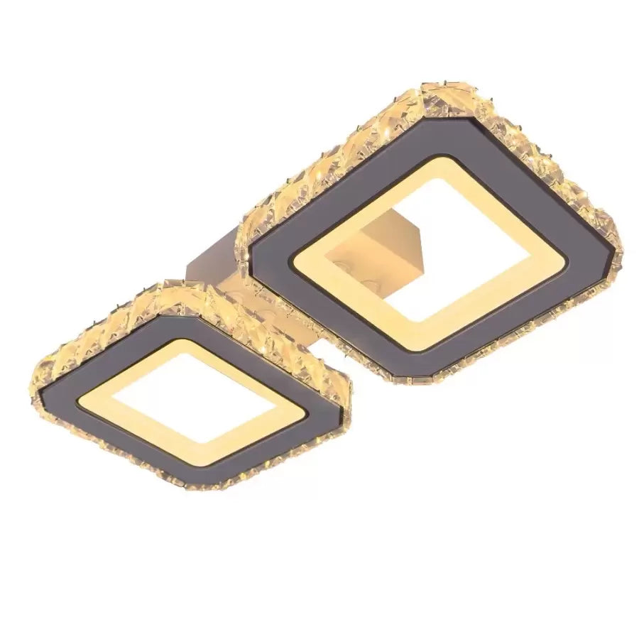 Żyrandol LED z pilotem i kryształem QUADRIS 41W, 2 kwadraty, światło zimne/ciepłe/neutralne, możliwość przyciemniania, żyrandol LED z białego kryształu Tytuł domyślny Alessandro Design