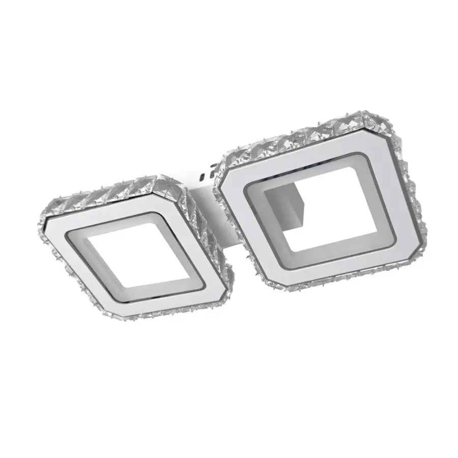 Żyrandol LED z pilotem i kryształem QUADRIS 41W, 2 kwadraty, światło zimne/ciepłe/neutralne, możliwość przyciemniania, żyrandol LED z białego kryształu Tytuł domyślny Alessandro Design