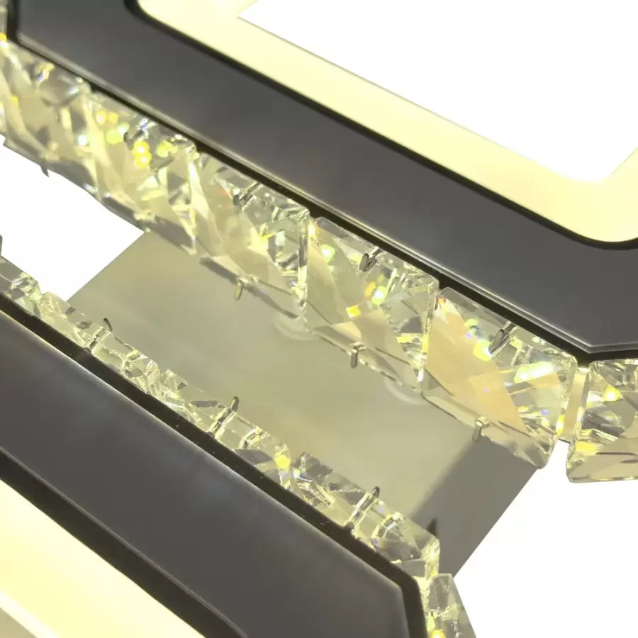 Żyrandol LED z pilotem i kryształem QUADRIS 41W, 2 kwadraty, światło zimne/ciepłe/neutralne, możliwość przyciemniania, żyrandol LED z białego kryształu Tytuł domyślny Alessandro Design