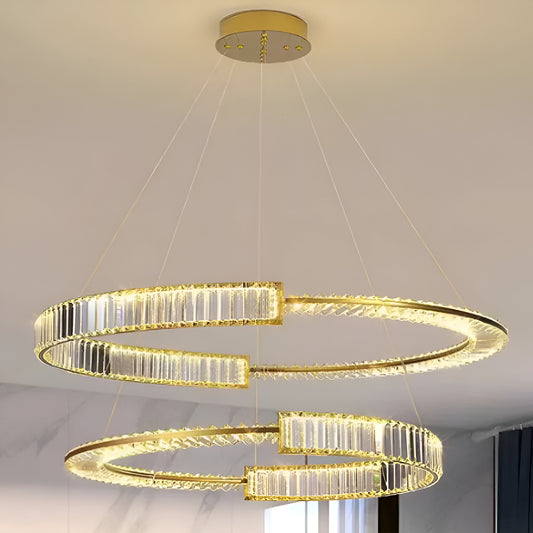 Zawieszany żyrandol kryształowy LED PRISM REGAL 117W, 2 koła, światło zimne/ciepłe/neutralne, możliwość przyciemniania, złoty, regulowana wysokość Żyrandole kryształowe LED Domyślny tytuł Alessandro Design