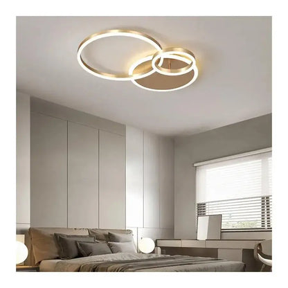 Żyrandol LED z pilotem MYRENE 110W, 2 koła, światło zimne/ciepłe/neutralne, możliwość przyciemniania, złote Żyrandole LED z pilotem Domyślny tytuł Alessandro Design