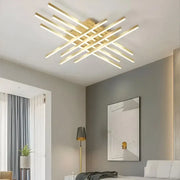 Żyrandol LED z pilotem MORA 160W, 8 elementów, liniowy, światło zimne/ciepłe/neutralne, możliwość przyciemniania, błyszczące złoto Żyrandole LED z pilotem Domyślny tytuł Alessandro Design