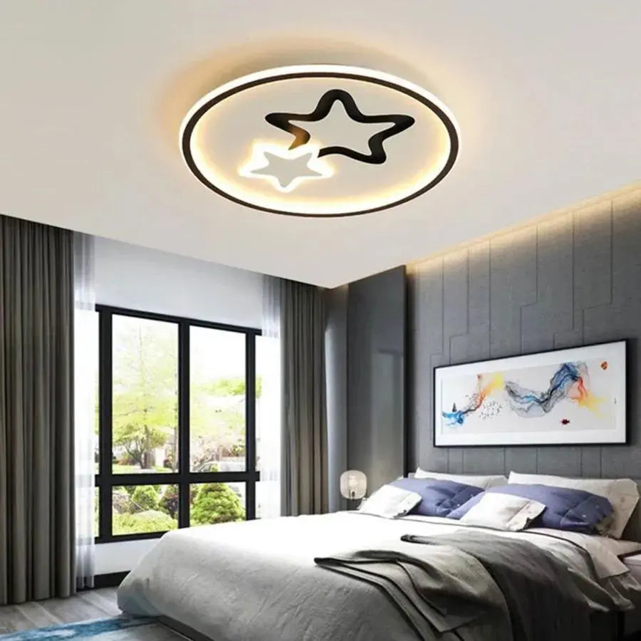 Żyrandol LED z pilotem EMELIANA 57W, gwiazda, światło zimne/ciepłe/neutralne, możliwość przyciemniania, czarne Żyrandole LED z pilotem Domyślny tytuł Alessandro Design