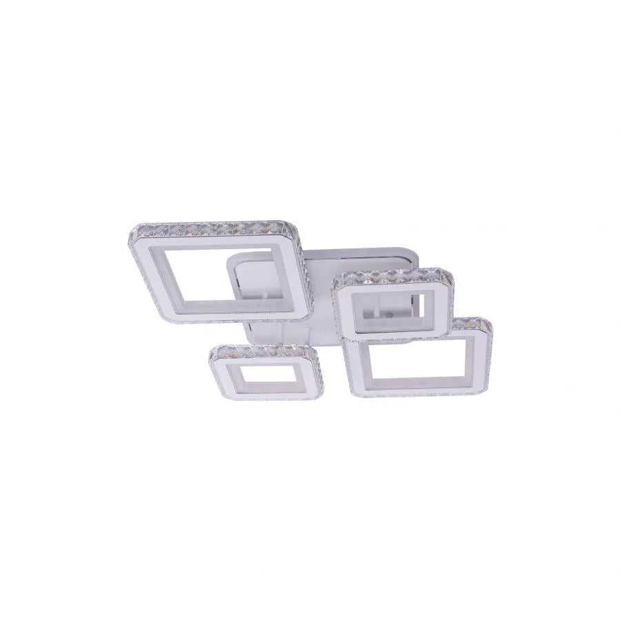 Żyrandol LED z pilotem i kryształem QUADRIS RGB, 96 W, 4 kwadraty, światło zimne/ciepłe/neutralne, możliwość przyciemniania, biały Żyrandol LED z pilotem Domyślny tytuł Alessandro Design