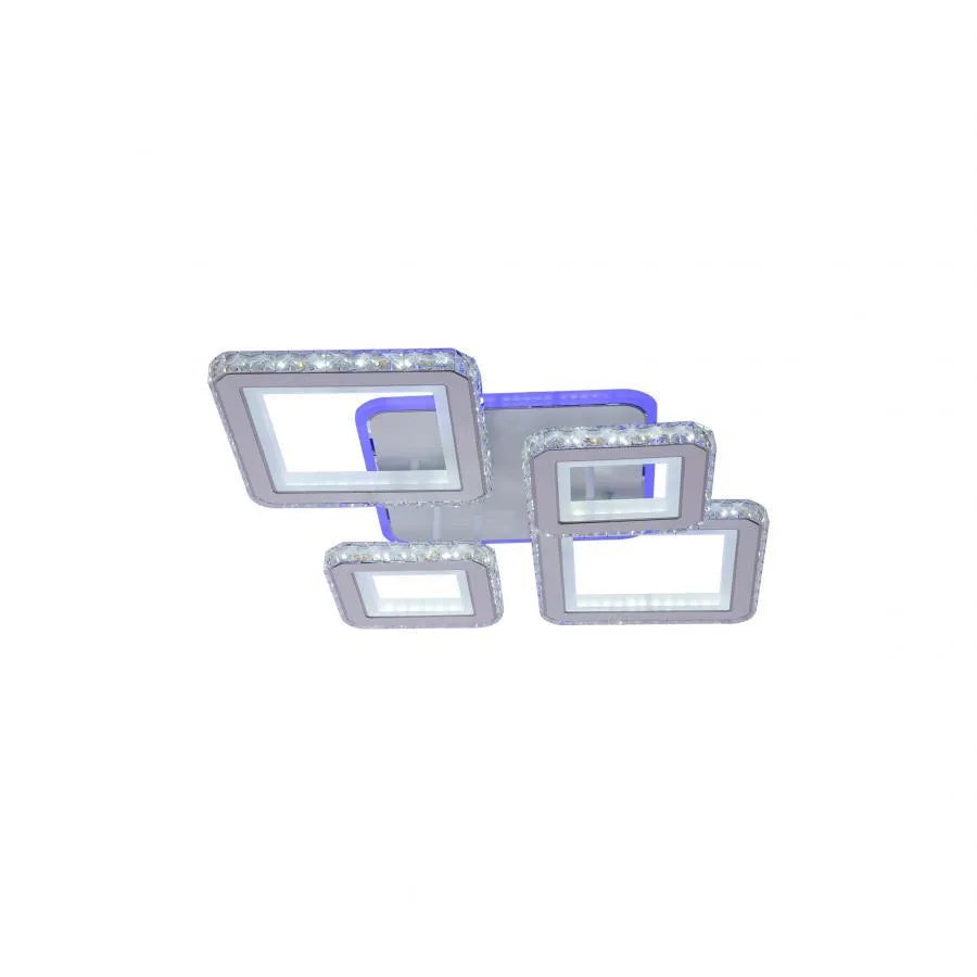 Żyrandol LED z pilotem i kryształem QUADRIS RGB, 96 W, 4 kwadraty, światło zimne/ciepłe/neutralne, możliwość przyciemniania, biały Żyrandol LED z pilotem Domyślny tytuł Alessandro Design