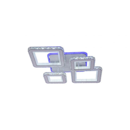 Żyrandol LED z pilotem i kryształem QUADRIS RGB, 96 W, 4 kwadraty, światło zimne/ciepłe/neutralne, możliwość przyciemniania, biały Żyrandol LED z pilotem Domyślny tytuł Alessandro Design