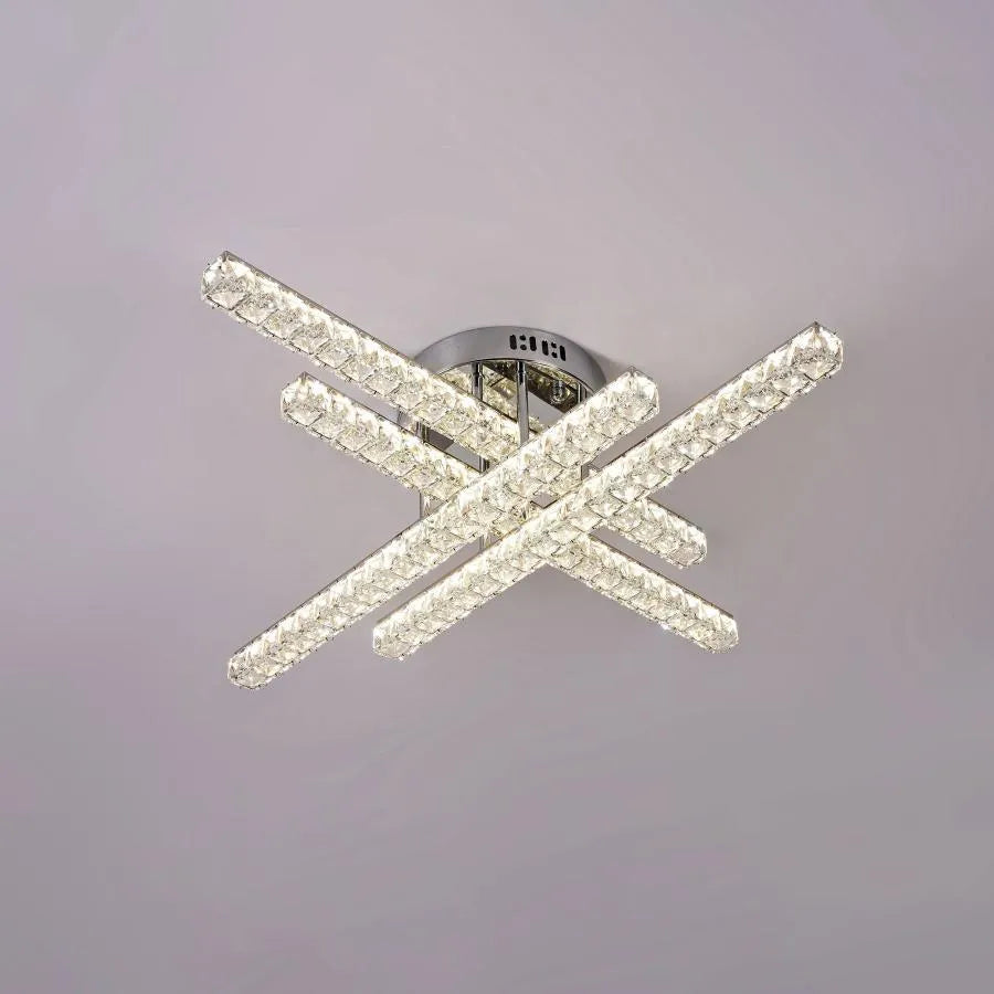 Żyrandol LED z pilotem i kryształem GRACIANA 112W, Liniowy, Światło zimne/ciepłe/Neutralne, Możliwość ściemniania, Błyszczący Chrom Kryształowe żyrandole LED Domyślny tytuł Alessandro Design