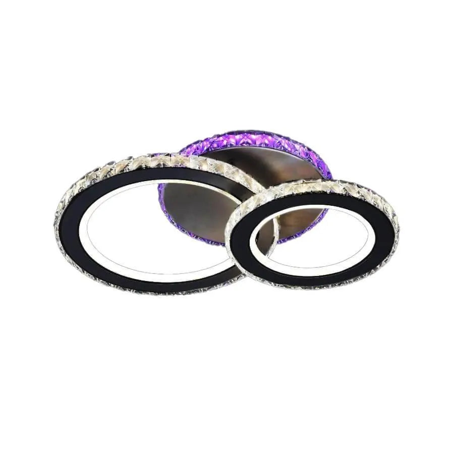 Żyrandol LED z pilotem i kryształem MEILI ZAFINA RGB 106W, 2 koła, światło zimne/ciepłe/neutralne, możliwość przyciemniania, żyrandole LED z czarnego kryształu Domyślny tytuł Alessandro Design