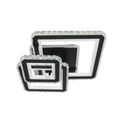 Żyrandol LED z pilotem i kryształem LEILA 88W, 3 kwadraty, światło zimne/ciepłe/neutralne, możliwość przyciemniania, czarny błyszczący chrom Żyrandole LED z pilotem Domyślny tytuł Alessandro Design