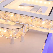 Żyrandol LED z pilotem i kryształem LEILA 87W, 3 kwadraty, światło zimne/ciepłe/neutralne, możliwość przyciemniania, biały żyrandol LED z pilotem Domyślny tytuł Alessandro Design