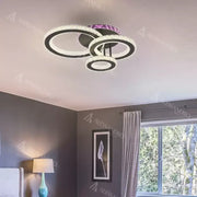 Żyrandol LED z pilotem i kryształem LEOCADIA RGB 134W, 3 koła, światło zimne/ciepłe/neutralne, możliwość przyciemniania, żyrandole LED z czarnego kryształu Domyślny tytuł Alessandro Design