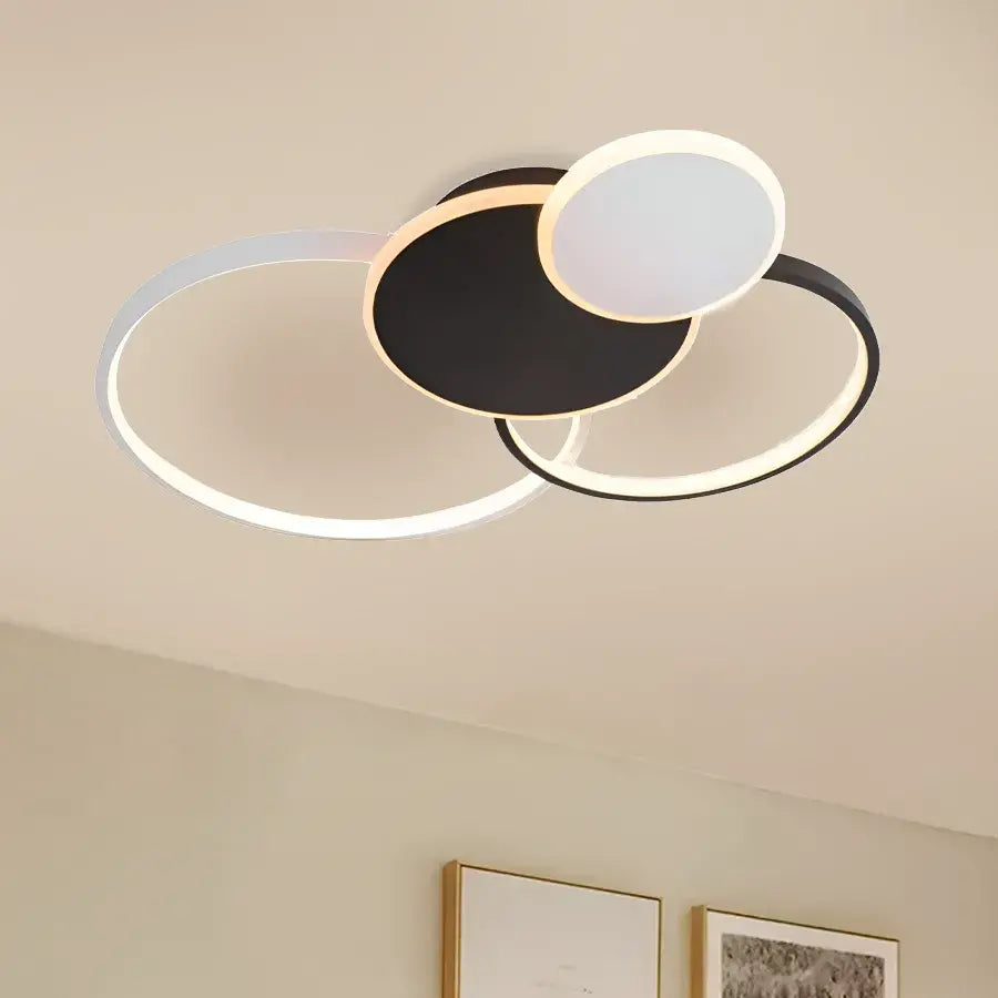 Żyrandol LED z pilotem KILLIAN 80W, 4 koła, światło zimne/ciepłe/neutralne, możliwość przyciemniania, czarno-białe Żyrandole LED z pilotem Domyślny tytuł Alessandro Design
