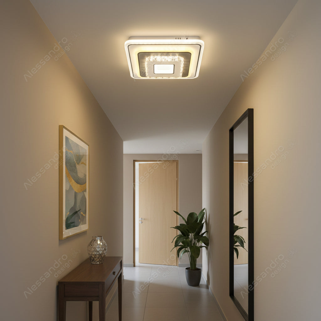 Żyrandol kryształowy LED MITA 39W, 20x20cm, kwadratowy, światło zimne/ciepłe/neutralne, białe żyrandole LED Domyślny tytuł Alessandro Design