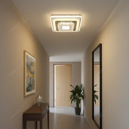 Żyrandol kryształowy LED MITA 39W, 20x20cm, kwadratowy, światło zimne/ciepłe/neutralne, białe żyrandole LED Domyślny tytuł Alessandro Design