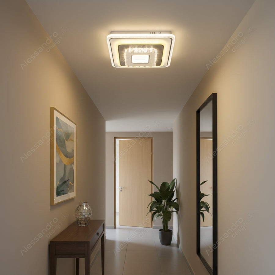 Żyrandol kryształowy LED MITA 39W, 20x20cm, kwadratowy, światło zimne/ciepłe/neutralne, białe żyrandole LED Domyślny tytuł Alessandro Design